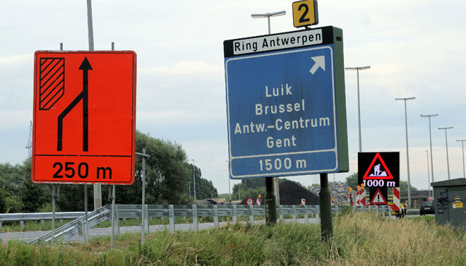 De werken worden veilig aangekondigd.